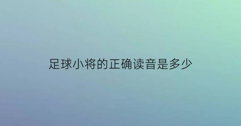 足球小将的正确读音是多少(足球小将的拼音怎么写)