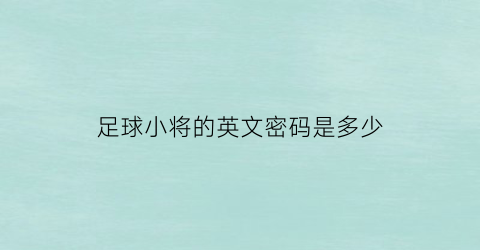 足球小将的英文密码是多少