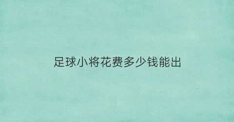 足球小将花费多少钱能出