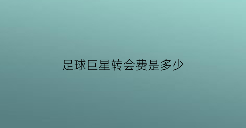 足球巨星转会费是多少