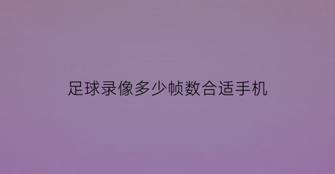 足球录像多少帧数合适手机