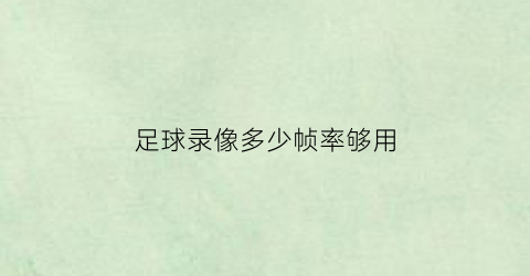 足球录像多少帧率够用