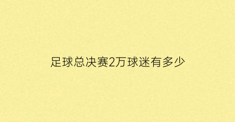 足球总决赛2万球迷有多少(足球总决赛2万球迷有多少钱)