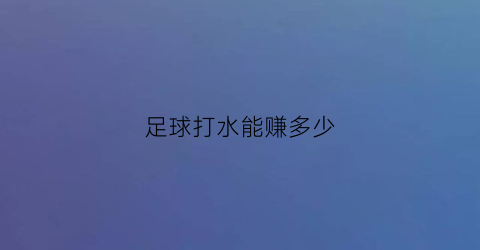 足球打水能赚多少