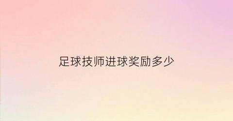 足球技师进球奖励多少(足球队员进球有奖金吗)