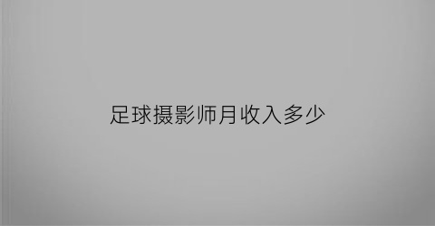 足球摄影师月收入多少