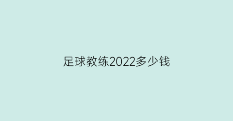 足球教练2022多少钱(足球教练价格)