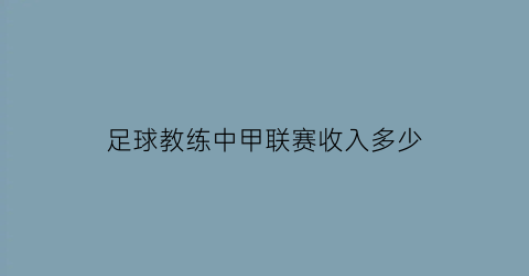 足球教练中甲联赛收入多少(中超足球教练工资)