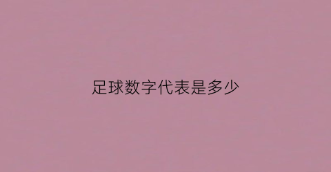 足球数字代表是多少(足球什么数字好)