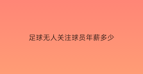 足球无人关注球员年薪多少