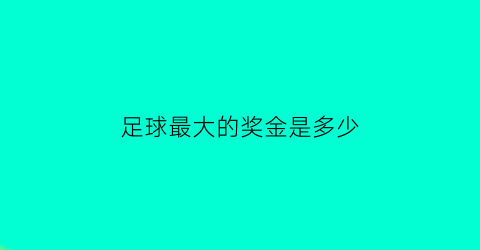 足球最大的奖金是多少(足球比赛奖金最高)