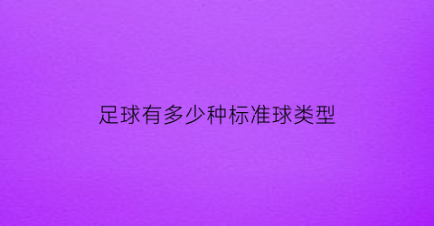 足球有多少种标准球类型