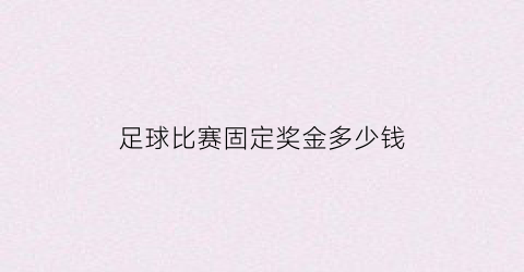 足球比赛固定奖金多少钱(足球比赛奖金发放方案)