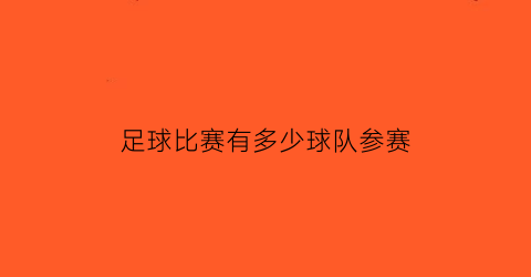 足球比赛有多少球队参赛(足球比赛足球队员有多少人)