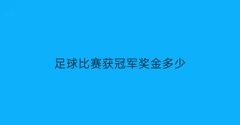 足球比赛获冠军奖金多少