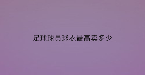 足球球员球衣最高卖多少