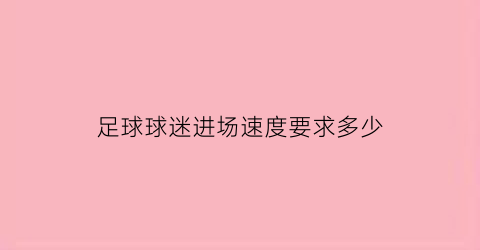 足球球迷进场速度要求多少(球迷入场)