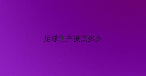 足球生产投资多少(足球成本价)