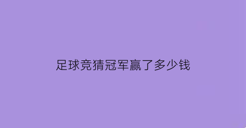 足球竞猜冠军赢了多少钱(竞彩足球买冠军的算法)