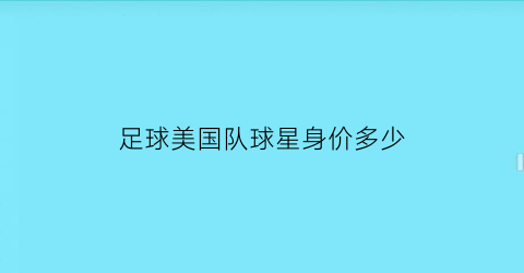 足球美国队球星身价多少(足球美国队球星身价多少万)