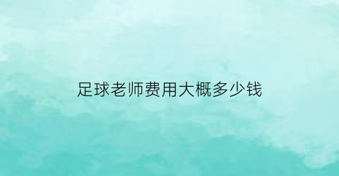 足球老师费用大概多少钱(足球老师需要什么)