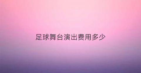 足球舞台演出费用多少(足球场舞台)