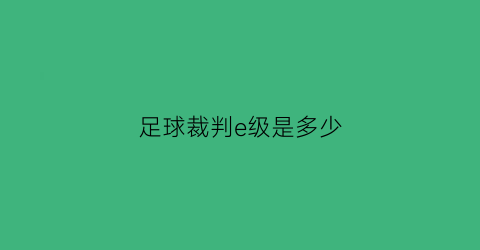 足球裁判e级是多少(足球裁判e级是多少级别)