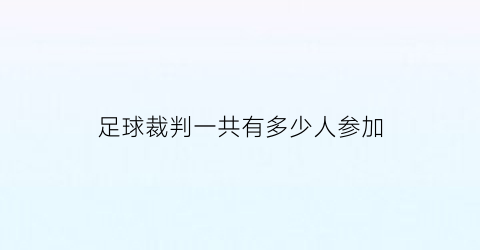 足球裁判一共有多少人参加(足球裁判一场比赛有多少收入)