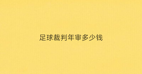 足球裁判年审多少钱(足球裁判证需要什么条件)