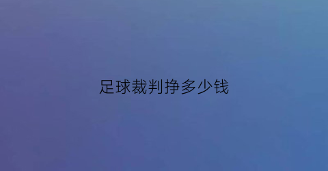 足球裁判挣多少钱