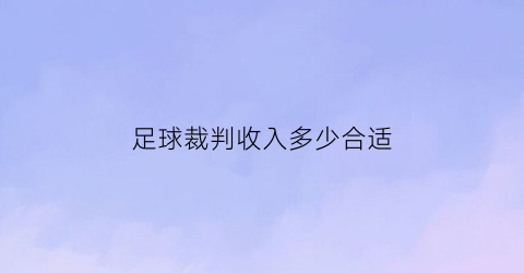 足球裁判收入多少合适