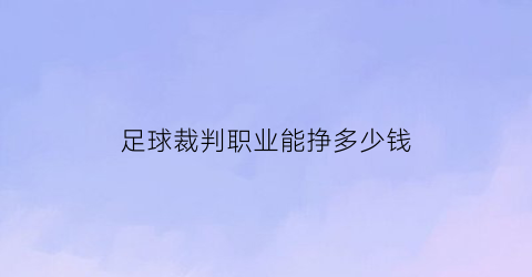 足球裁判职业能挣多少钱(足球裁判都是兼职吗)