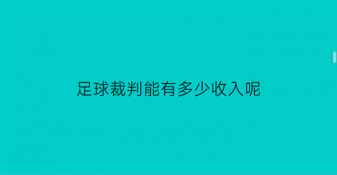 足球裁判能有多少收入呢(足球裁判能有多少收入呢女生)