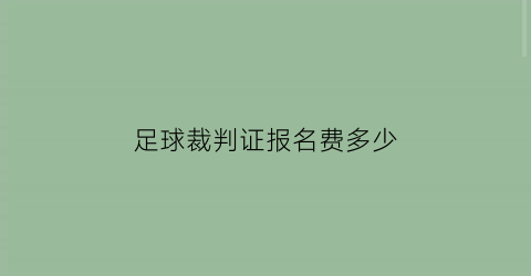 足球裁判证报名费多少