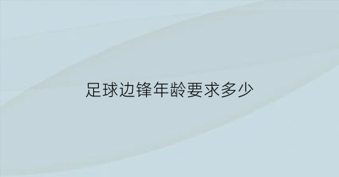 足球边锋年龄要求多少(足球边锋球员排名)