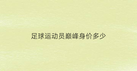 足球运动员巅峰身价多少