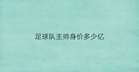 足球队主帅身价多少亿