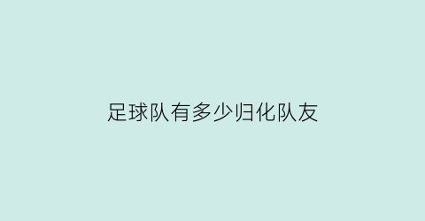 足球队有多少归化队友