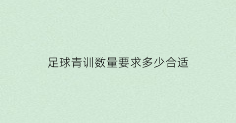 足球青训数量要求多少合适(足球青训一般收多大年龄的人)