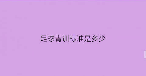 足球青训标准是多少