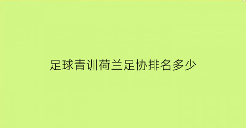 足球青训荷兰足协排名多少(荷兰足球青训体系)