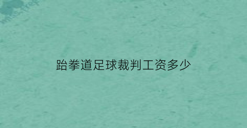 跆拳道足球裁判工资多少(跆拳道裁判员工资)