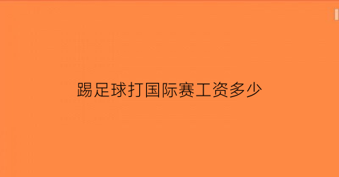 踢足球打国际赛工资多少(国外足球运动员工资多少)