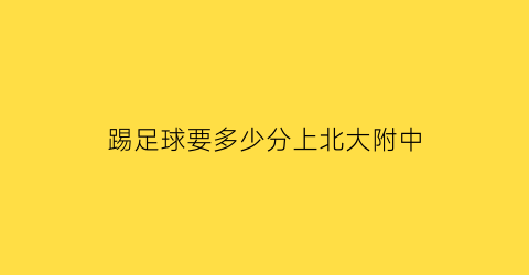 踢足球要多少分上北大附中(北京大学附属中学足球队)