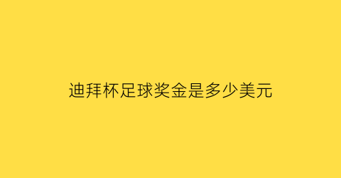 迪拜杯足球奖金是多少美元(迪拜公开赛奖金)