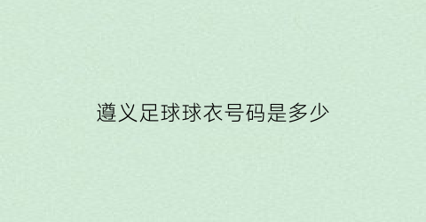 遵义足球球衣号码是多少(遵义市足球场)