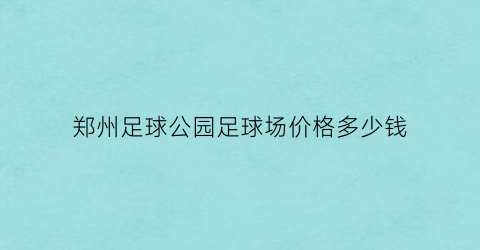 郑州足球公园足球场价格多少钱(郑州足球公园收费吗)