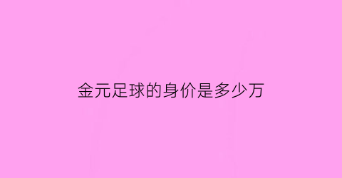 金元足球的身价是多少万(金元足球的身价是多少万的)