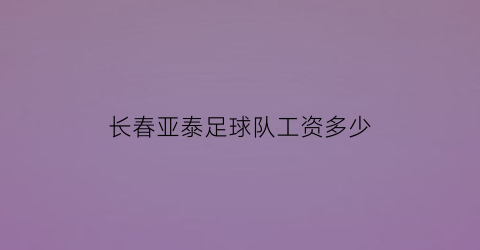 长春亚泰足球队工资多少(长春亚泰足球队工资多少钱)