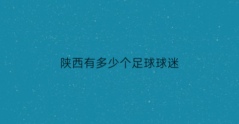 陕西有多少个足球球迷(陕西的足球队叫啥名字)